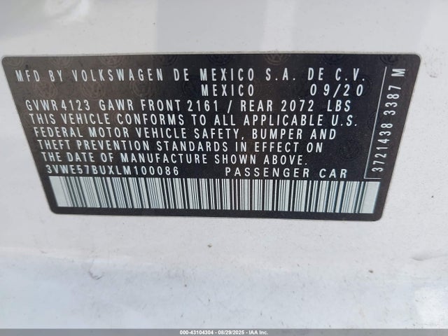 3VWE57BUXLM100086 Volkswagen 1.4 tsi