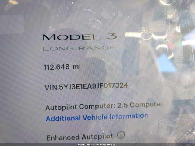 5YJ3E1EA9JF017324 Tesla 2018