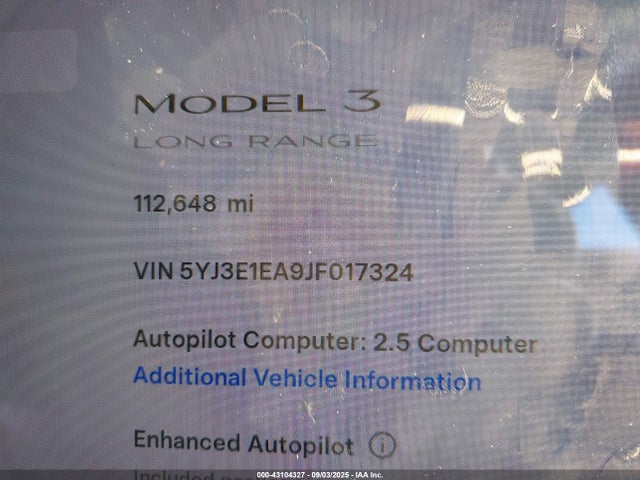5YJ3E1EA9JF017324 Tesla 2018