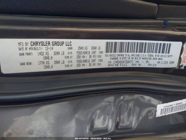 Dodge 2015 2015 1C4RDHDGXFC694771 Image 9