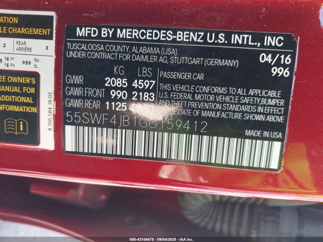 Mercedes-Benz 2016 2016 55SWF4JB1GU159412 Image 9