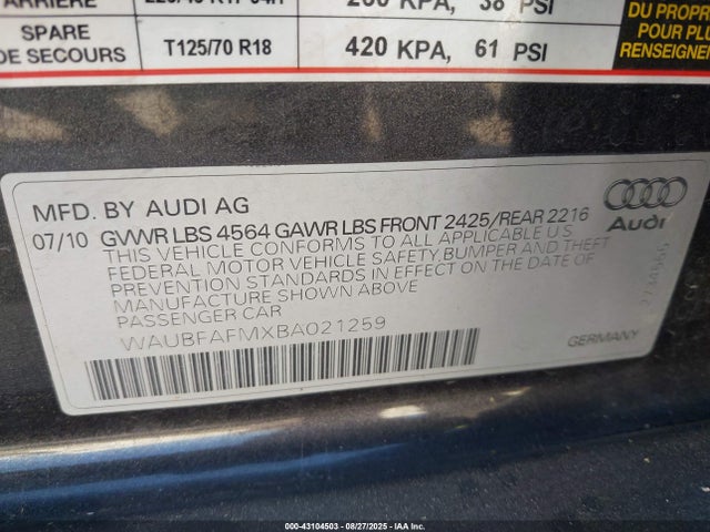 2011 AUDI A3 WAUBFAFMXBA021259 Photo 8