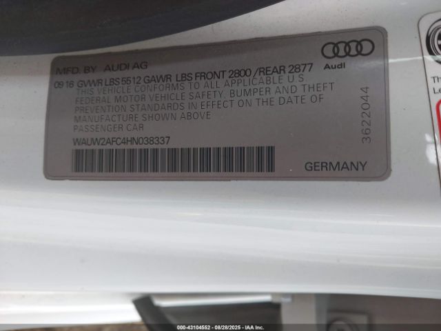 2017 AUDI A7 WAUW2AFC4HN038337 Photo 8