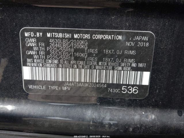 2019 MITSUBISHI ECLIPSE CROSS JA4AT5AA9KZ024564 Photo 8