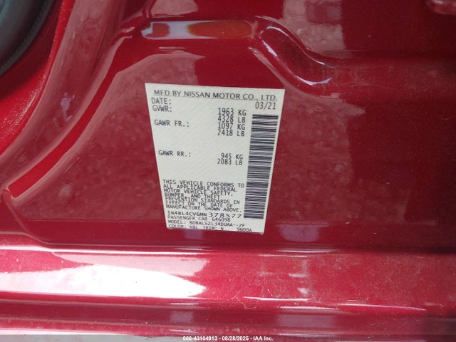 Nissan 2021 2021 1N4BL4CV6MN378577 Image 9