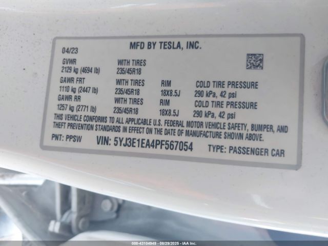 2023 TESLA MODEL 3 5YJ3E1EA4PF567054 Photo 8