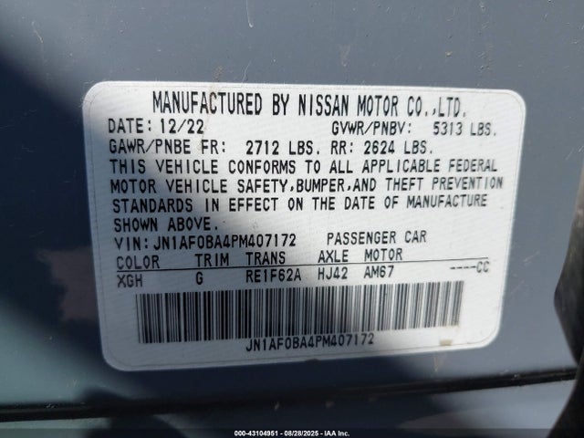 JN1AF0BA4PM407172 Nissan motor