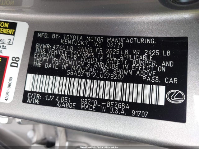 58ADZ1B12LU079207 Lexus 2gr-fks
