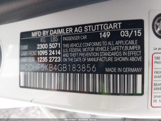 WDDHF5KB4GB183856 Mercedes-Benz 2016