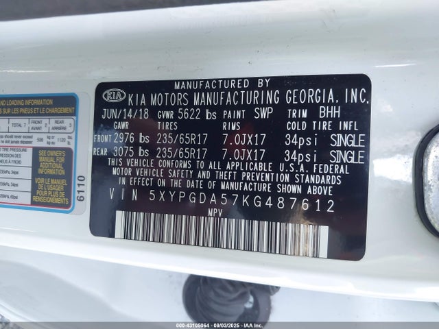 5XYPGDA57KG487612 KIA gdi lambda-ii