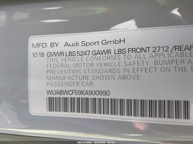 2019 AUDI RS 5 WUABWCF59KA900990 Photo 8