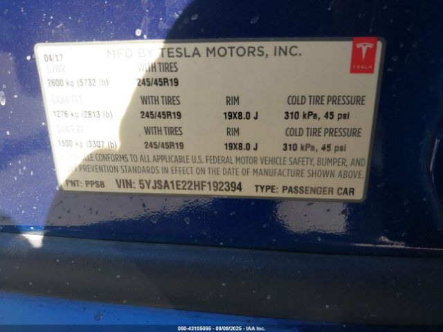 2017 TESLA MODEL S 5YJSA1E22HF192394 Photo 8