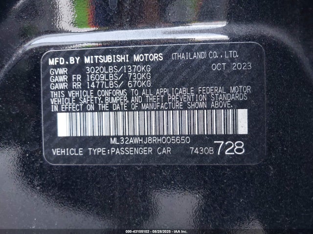 2024 MITSUBISHI MIRAGE ML32AWHJ8RH005650 Photo 8