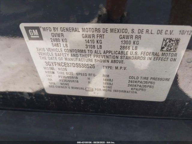 2013 CADILLAC SRX 3GYFNCE37DS538526 Photo 8