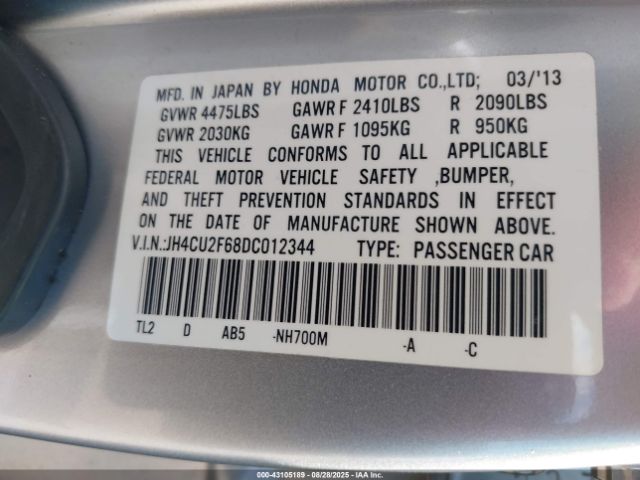 2013 ACURA TSX JH4CU2F68DC012344 Photo 8