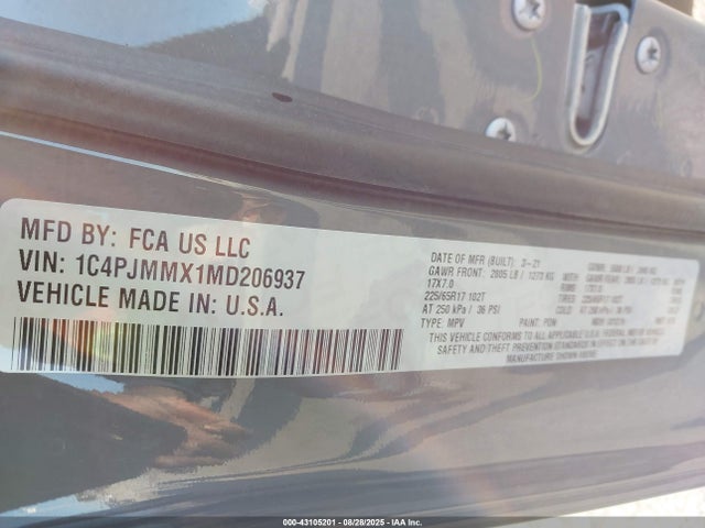 1C4PJMMX1MD206937 Jeep Cherokee