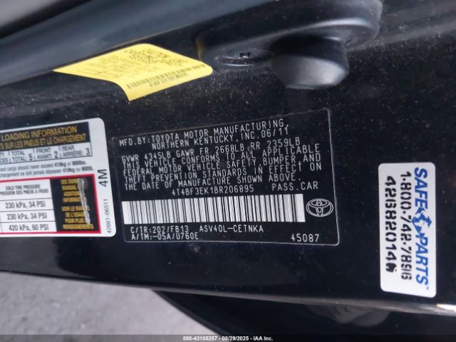 2011 TOYOTA CAMRY 4T4BF3EK1BR206895 Photo 8