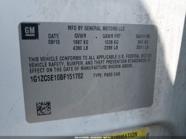 2011 CHEVROLET MALIBU 1G1ZC5E10BF151782 Photo 8