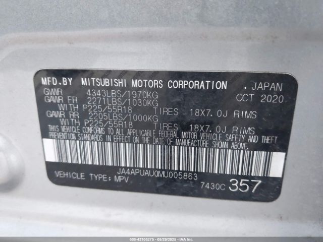 2021 MITSUBISHI OUTLANDER SPORT JA4APUAU0MU005863 Photo 8