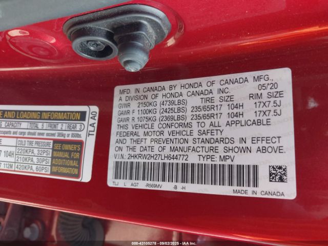 2020 HONDA CR-V 2HKRW2H27LH644772 Photo 8