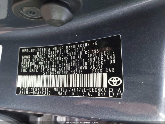 Toyota 2zr-fe 2017 5YFBURHE1HP619516 Image 9