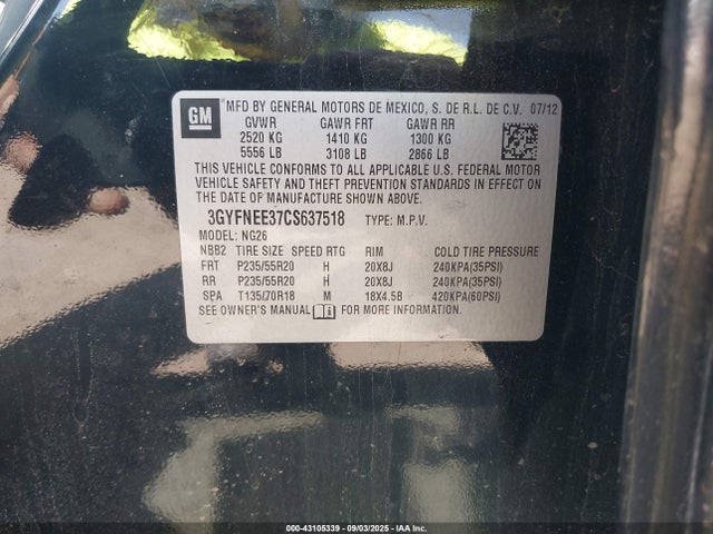 2012 CADILLAC SRX 3GYFNEE37CS637518 Photo 8