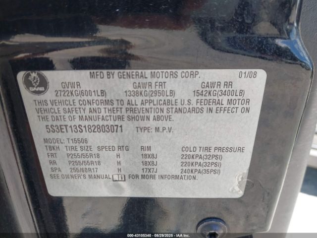 2008 SAAB 9-7X 5S3ET13S182803071 Photo 8