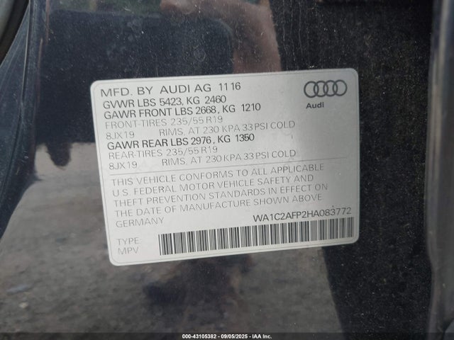 Audi 2.0t 2017 WA1C2AFP2HA083772 Image 9