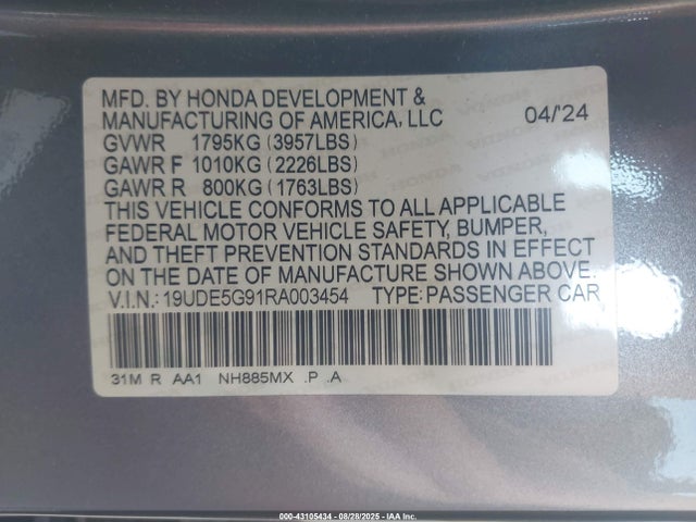 Acura K20c8 2024 19UDE5G91RA003454 Image 9