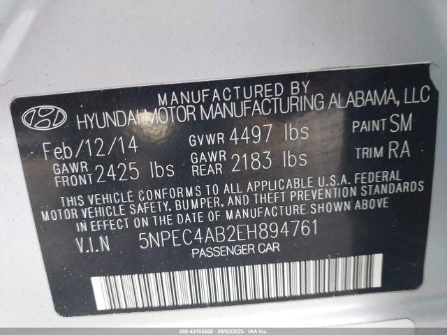 Hyundai theta ii 2014 5NPEC4AB2EH894761 Image 9