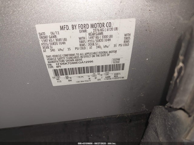 1FM5K7D88EGA12996 Ford 2014