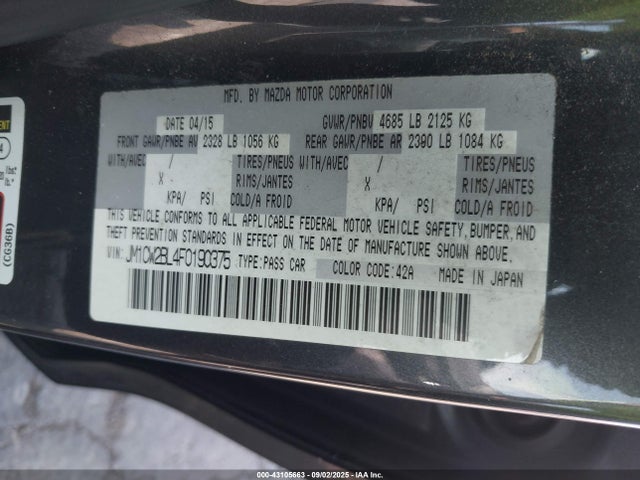 Mazda l5x 2015 JM1CW2BL4F0190375 Image 9