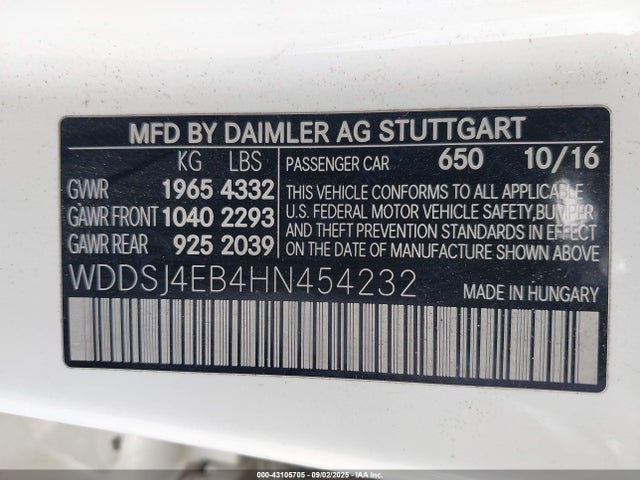 Mercedes-Benz 2017 2017 WDDSJ4EB4HN454232 Image 9