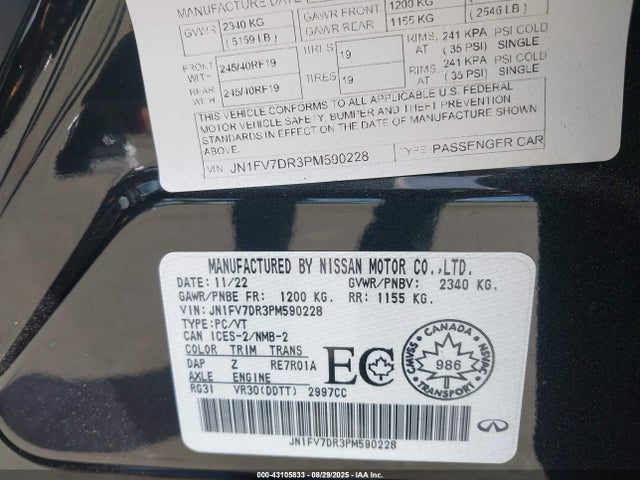 JN1FV7DR3PM590228 Infiniti Tt