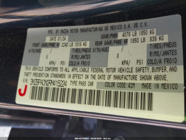 Mazda pyukd 2024 3MZBPACM2RM415224 Image 9