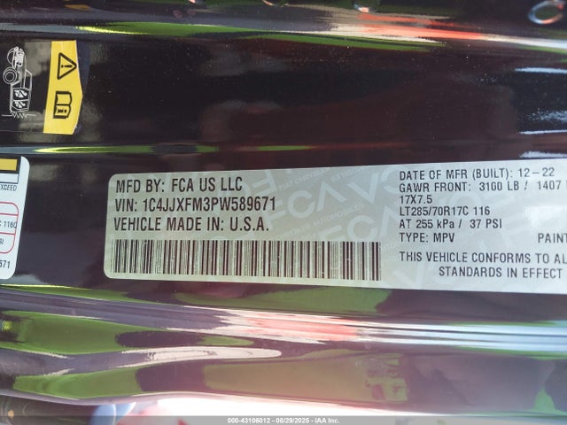 1C4JJXFM3PW589671 Jeep Wrangler
