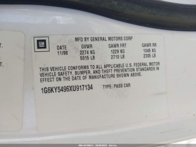 1999 CADILLAC SEVILLE 1G6KY5496XU917134 Photo 8