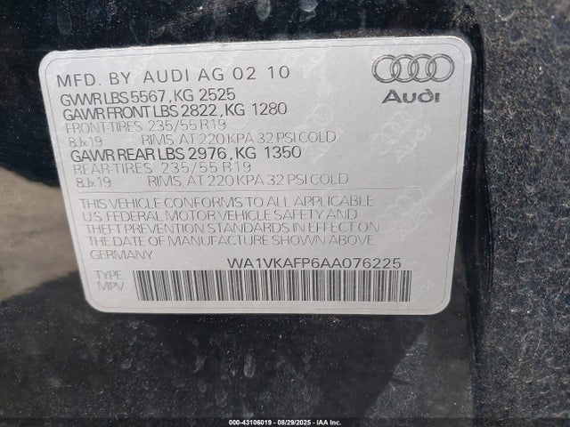 2010 AUDI Q5 WA1VKAFP6AA076225 Photo 8