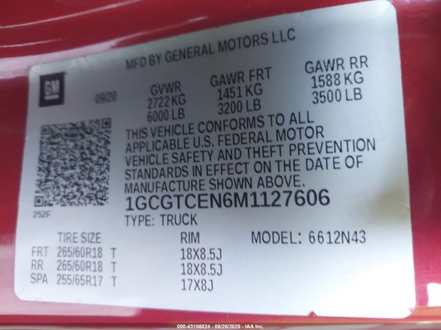 1GCGTCEN6M1127606 Chevrolet lgz - di, vvt, alum, var2, gen 2