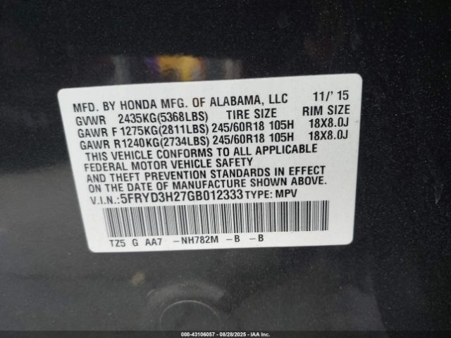 2016 ACURA MDX 5FRYD3H27GB012333 Photo 8