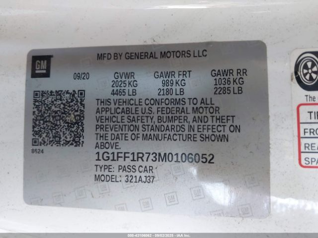 2021 CHEVROLET CAMARO 1G1FF1R73M0106052 Photo 8