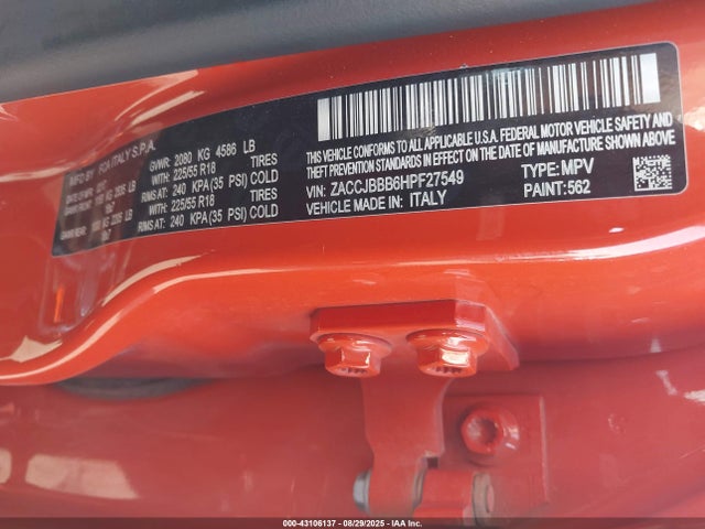 Jeep Renegade 2017 ZACCJBBB6HPF27549 Image 9