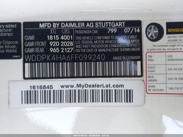 2015 MERCEDES-BENZ SLK 250 WDDPK4HA6FF099240 Photo 8