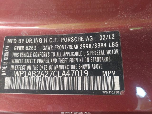 2012 PORSCHE CAYENNE WP1AB2A27CLA47019 Photo 8