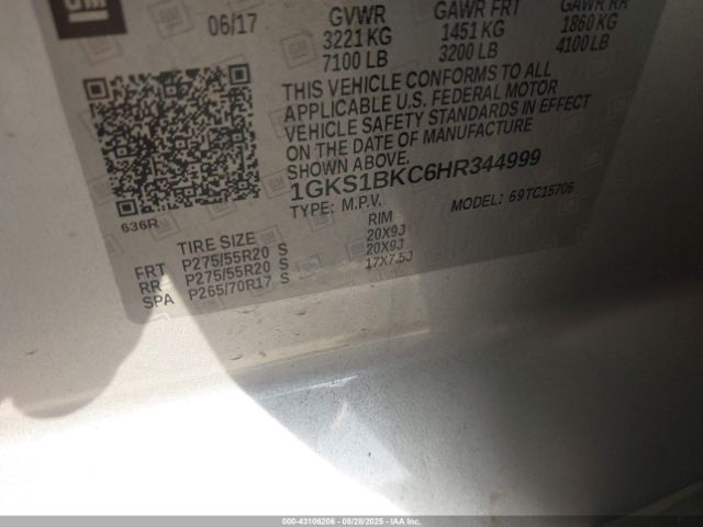 2017 GMC YUKON 1GKS1BKC6HR344999 Photo 8