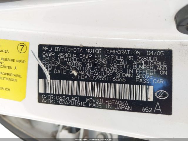 2005 LEXUS ES 330 JTHBA30G955116066 Photo 8