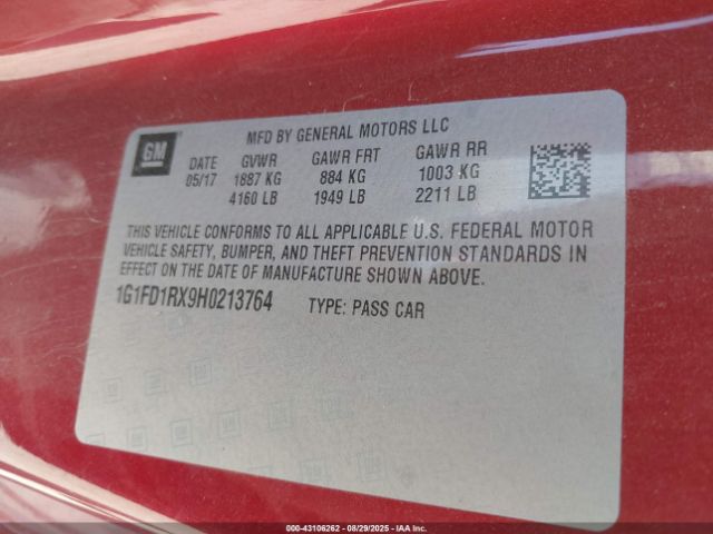 2017 CHEVROLET CAMARO 1G1FD1RX9H0213764 Photo 8