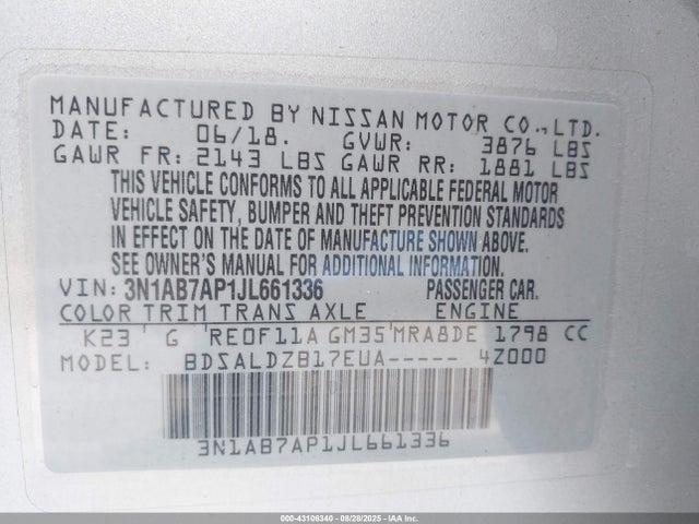 Nissan Sentra 2018 3N1AB7AP1JL661336 Image 9