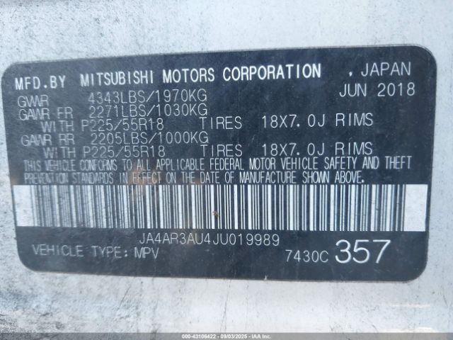 2018 MITSUBISHI OUTLANDER SPORT JA4AR3AU4JU019989 Photo 8