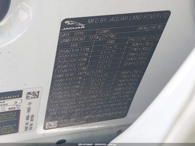 2019 JAGUAR F-PACE SADCJ2GX3KA361054 Photo 8